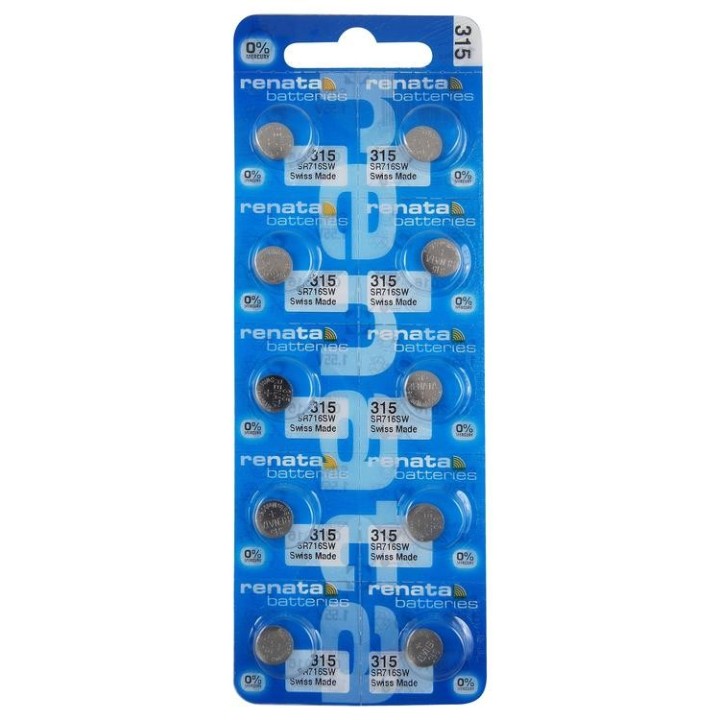 10 STUKS HORLOGEBATTERIJ RENATA 315, SR67, SR716SW