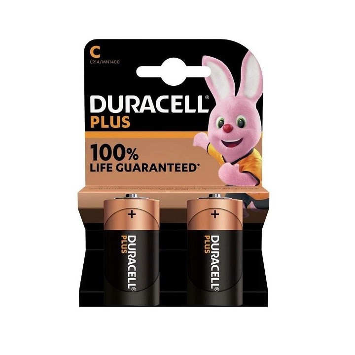 2 STUKS DURACELL MN1400, LR14, C PLUS ALK.