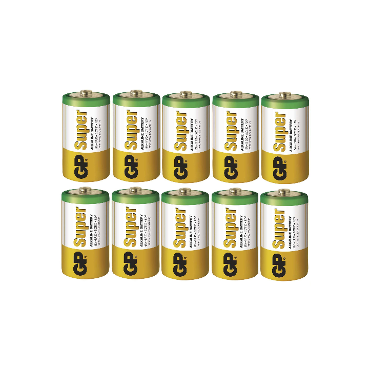10 PIECES GP 13AS, LR20, D SUPER ALKALINE
