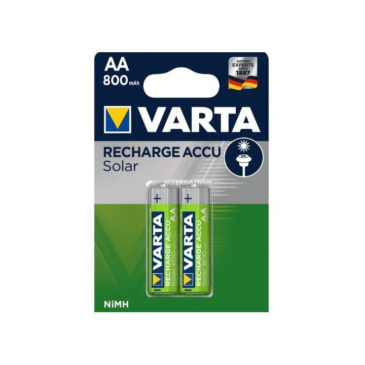 2 STUKS VARTA OPLAADBAAR AA 800mAh SOLAR 