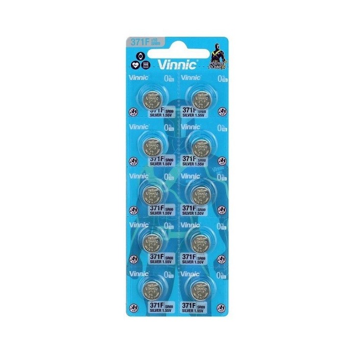 10 STUKS HORLOGEBATTERIJ VINNIC 371F, SR69, SR920SW