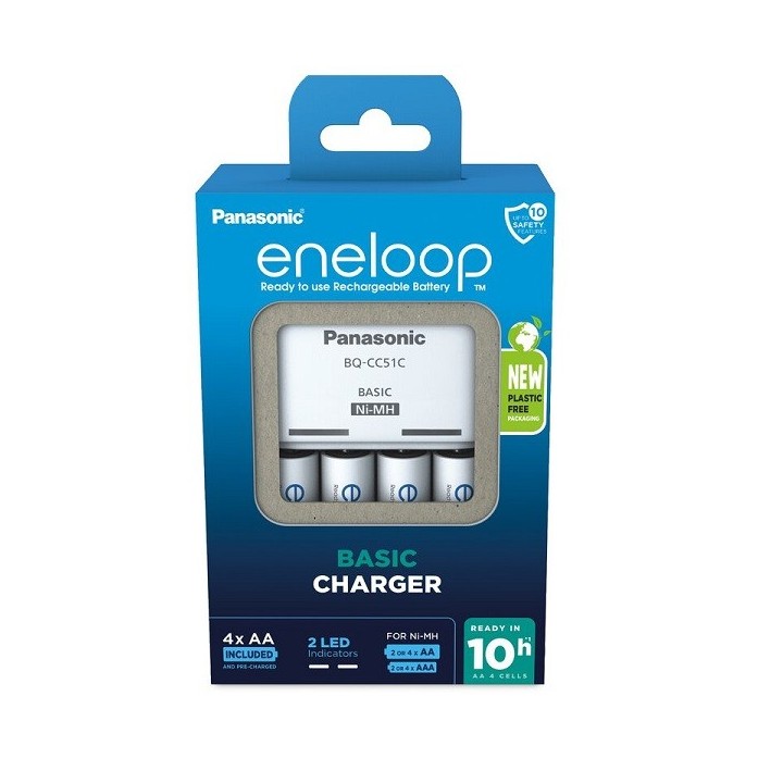 ENELOOP BQ-CC51 BATTERIJLADER + 4xAA ENELOOP 1900mAh
