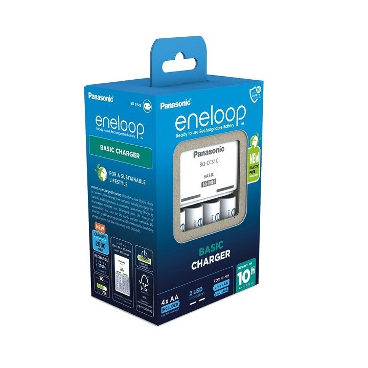ENELOOP BQ-CC51 BATTERIJLADER + 4xAA ENELOOP 1900mAh
