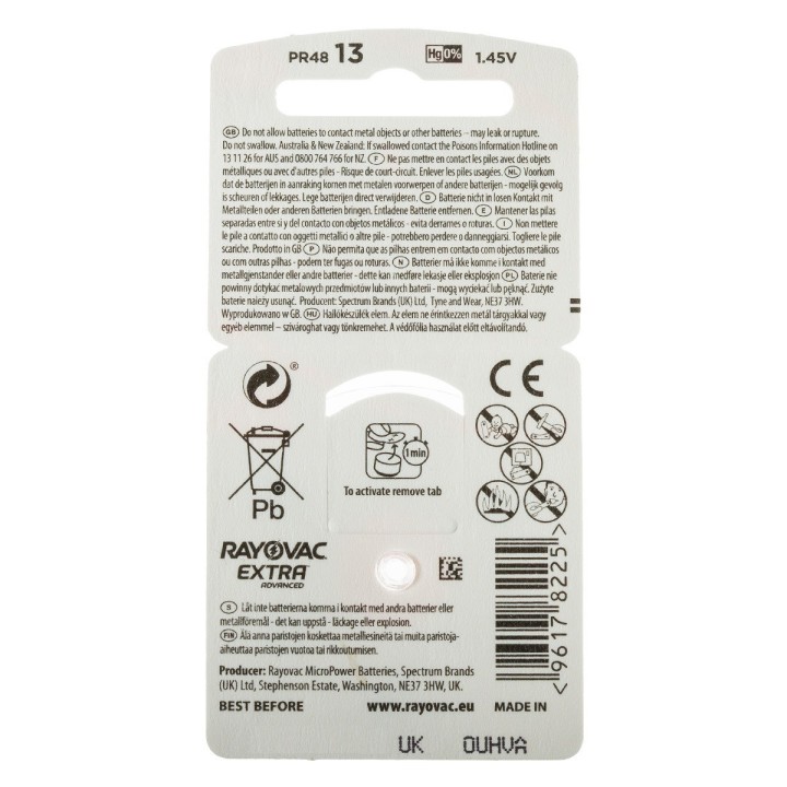 POWERDEAL 160 STUKS RAYOVAC EXTRA 13, PR48 HOORBATTERIJEN