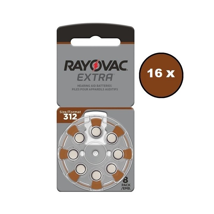 POWERDEAL 128 STUKS RAYOVAC EXTRA 312, PR41 HOORBATTERIJEN