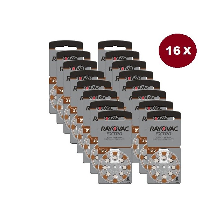 POWERDEAL 128 STUKS RAYOVAC EXTRA 312, PR41 HOORBATTERIJEN