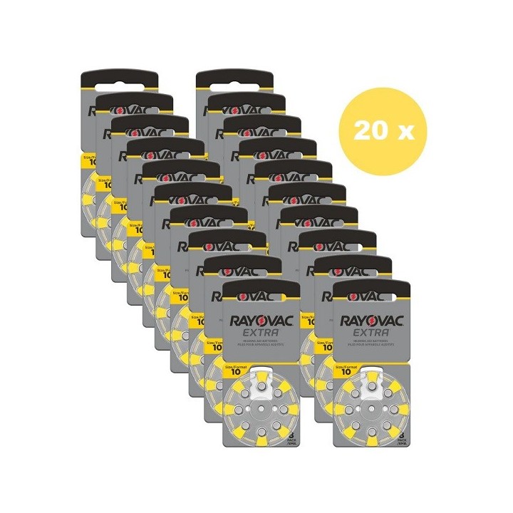 POWERDEAL 160 STUKS RAYOVAC EXTRA 10, PR70 HOORBATTERIJEN