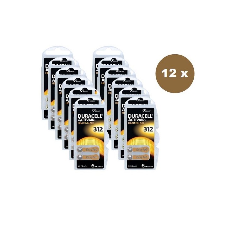 POWERDEAL 72 STUKS DURACELL ACTIVAIR 312, PR41 HOORBATTERIJEN