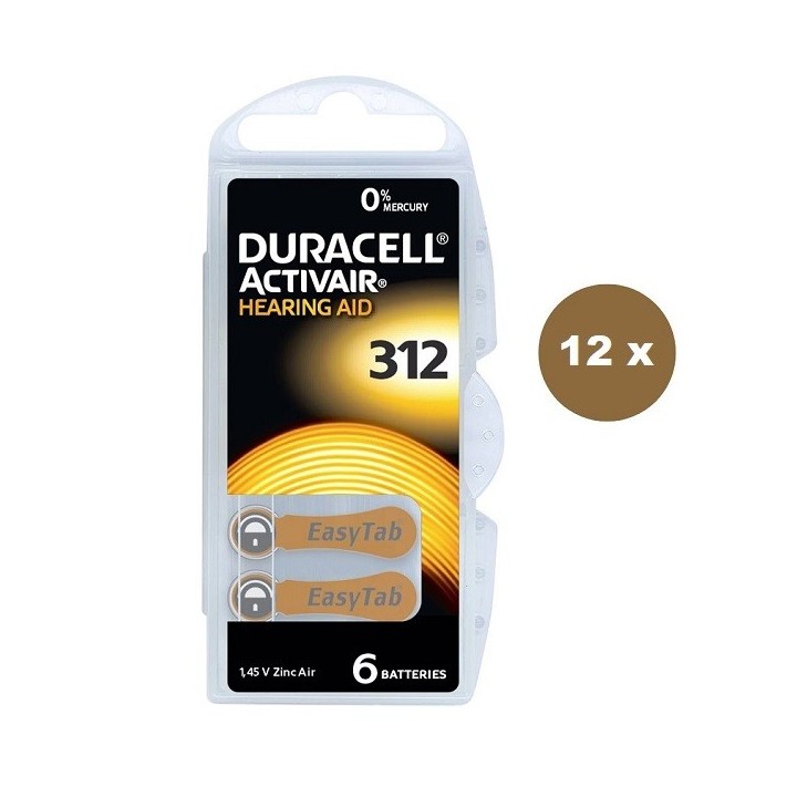 POWERDEAL 72 STUKS DURACELL ACTIVAIR 312, PR41 HOORBATTERIJEN