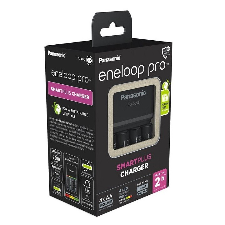 ENELOOP BQ-CC55 FASTCHARGER + 4xAA ENELOOP PRO 2500mAh
