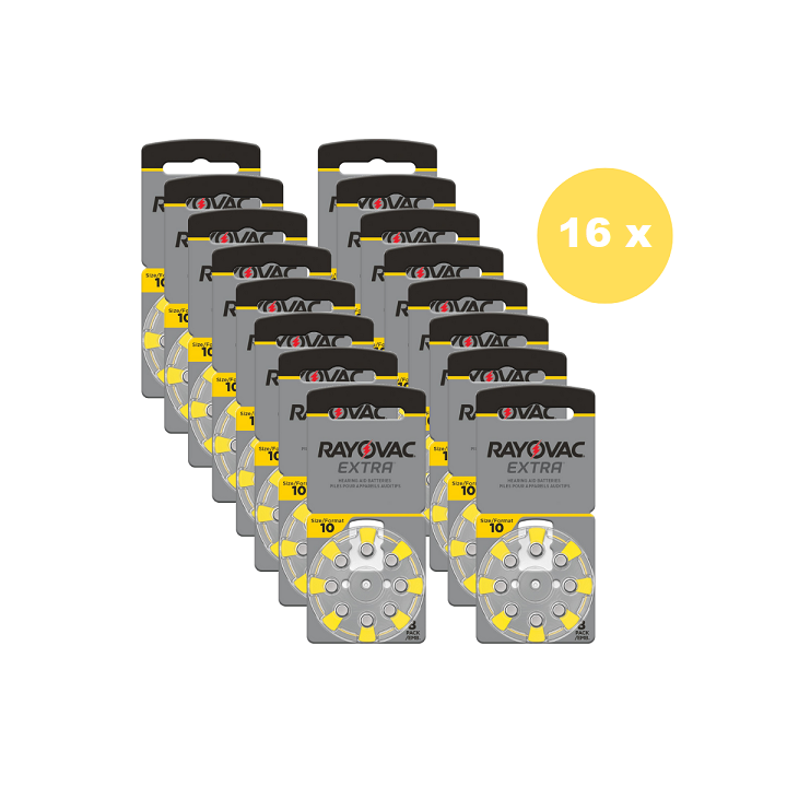 POWERDEAL 128 STUKS RAYOVAC EXTRA 10, PR70 HOORBATTERIJEN