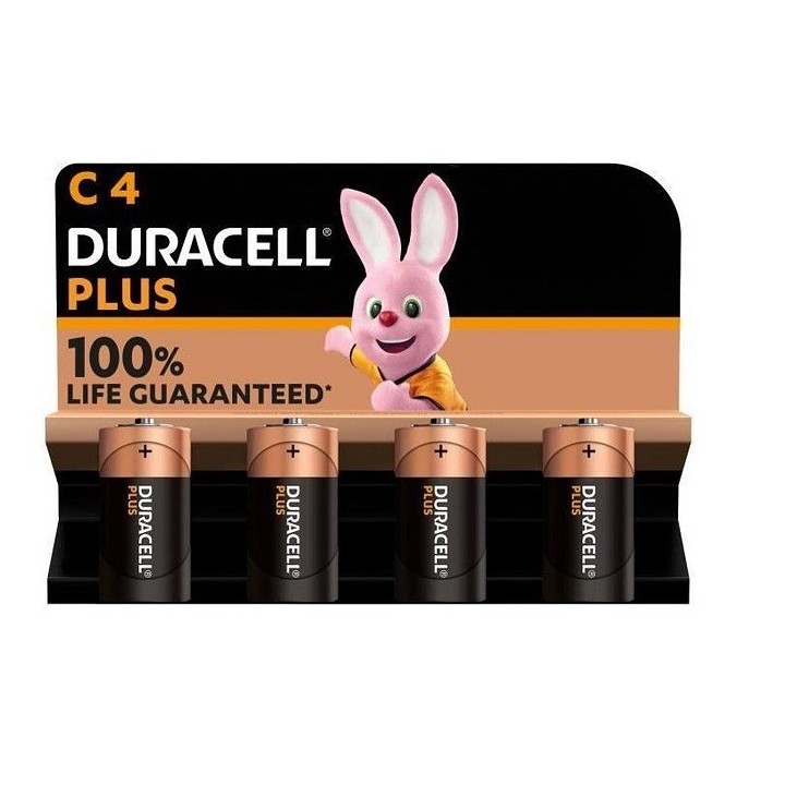 4 STUKS DURACELL MN1400, LR14, C PLUS ALK.