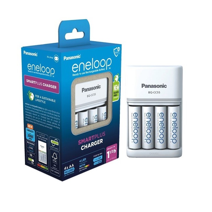 ENELOOP BQ-CC55 SNELLADER + 4xAA ENELOOP 1900mAh