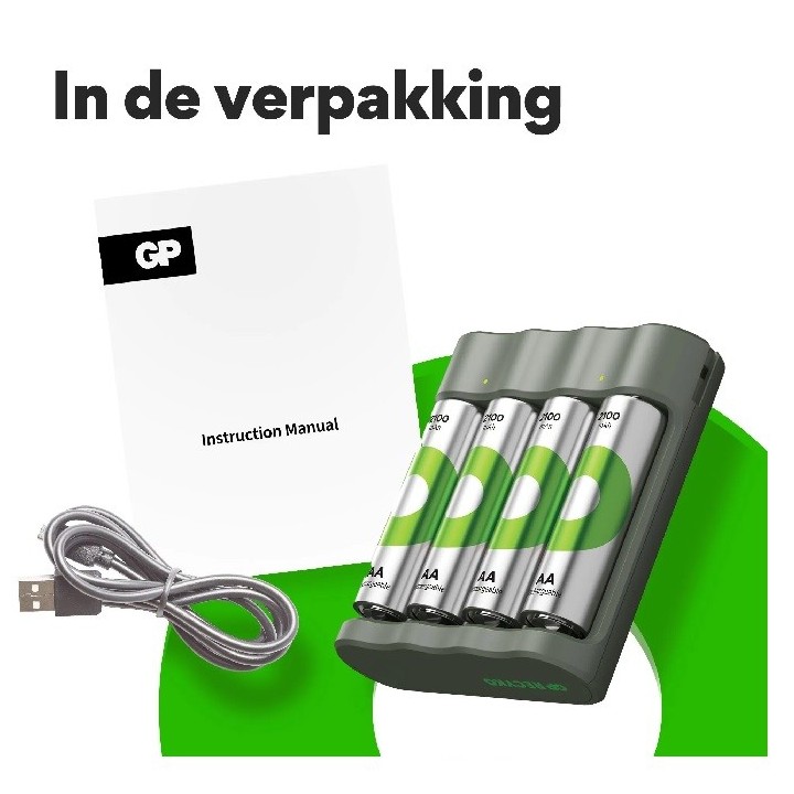 GP B441 USB LADER INCL. 4 x AA 2100 RECYKO