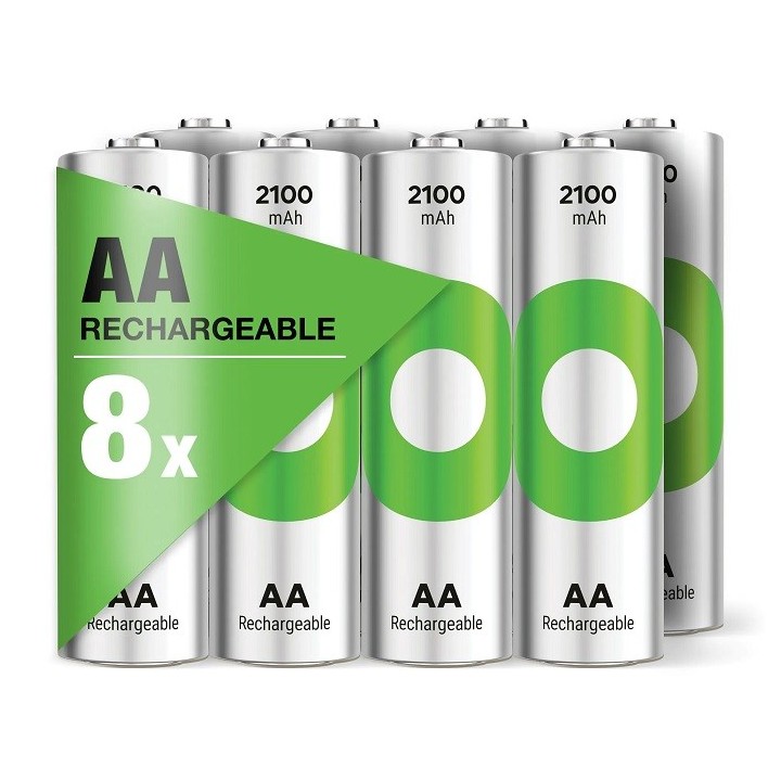 8 STUKS RECHARGEABLE GP RECYKO AA 2100