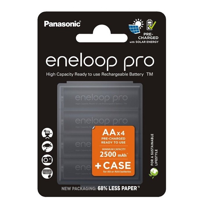4 STUKS ENELOOP PRO AA 2500mAh+BEWAARBOX