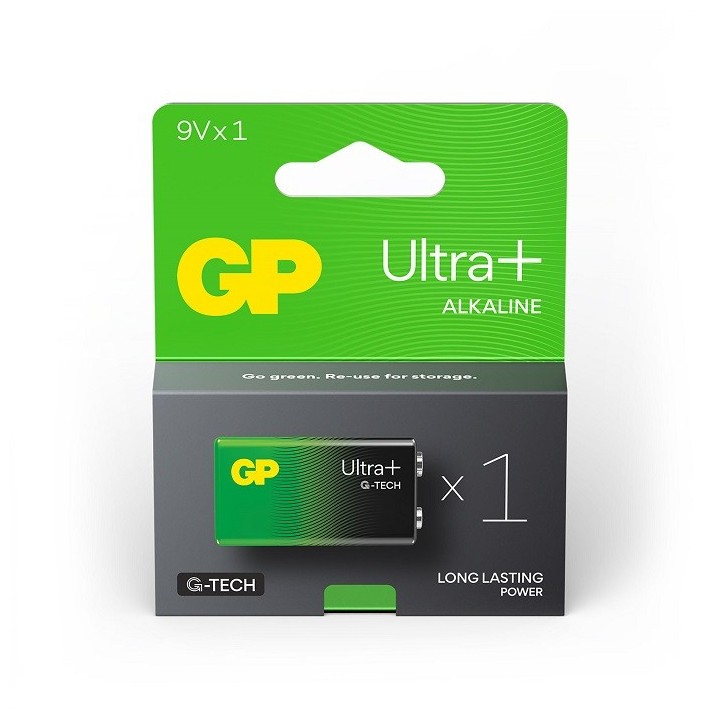 GP 9VOLT, 6LR61, ULTRA+ ALKALINE G-TECH