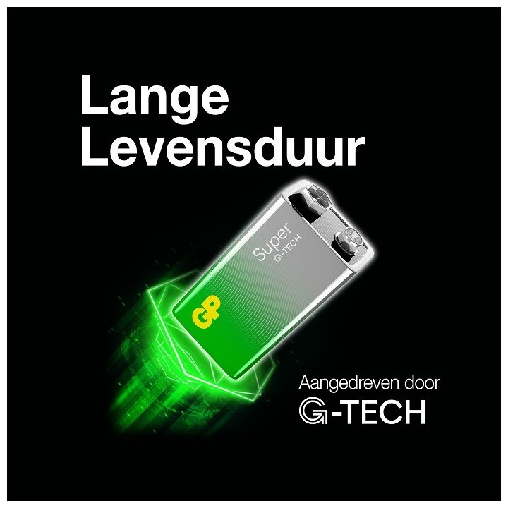 GP 9VOLT, 6LR61, SUPER ALKALINE G-TECH