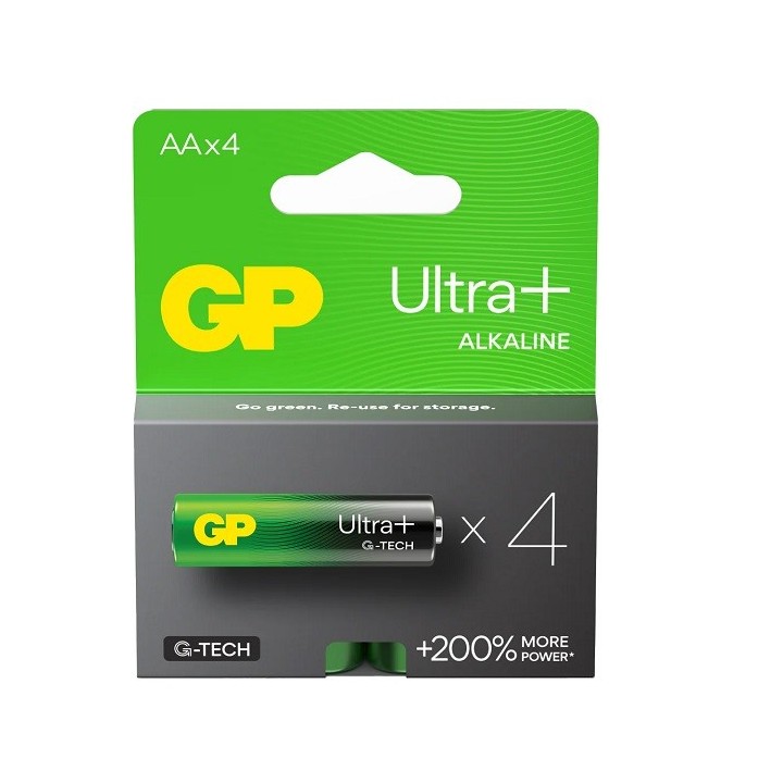 4 STUKS GP ULTRA+ G-TECH ALK. AA, LR06