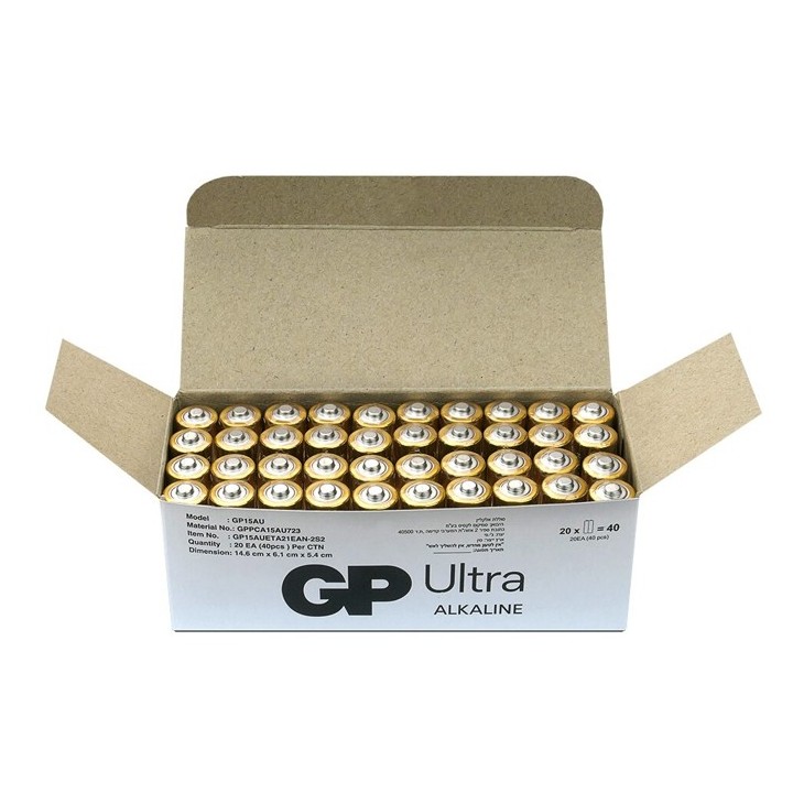 40 PCS GP15AU, LR06, AA ULTRA G-TECH