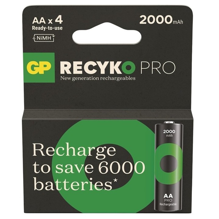 4 STUKS GP RECYKO PRO OPLAADBAAR AA 2000
