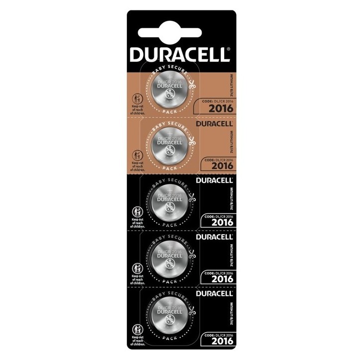 5 STUKS KNOOPCEL LITHIUM DURACELL CR2016