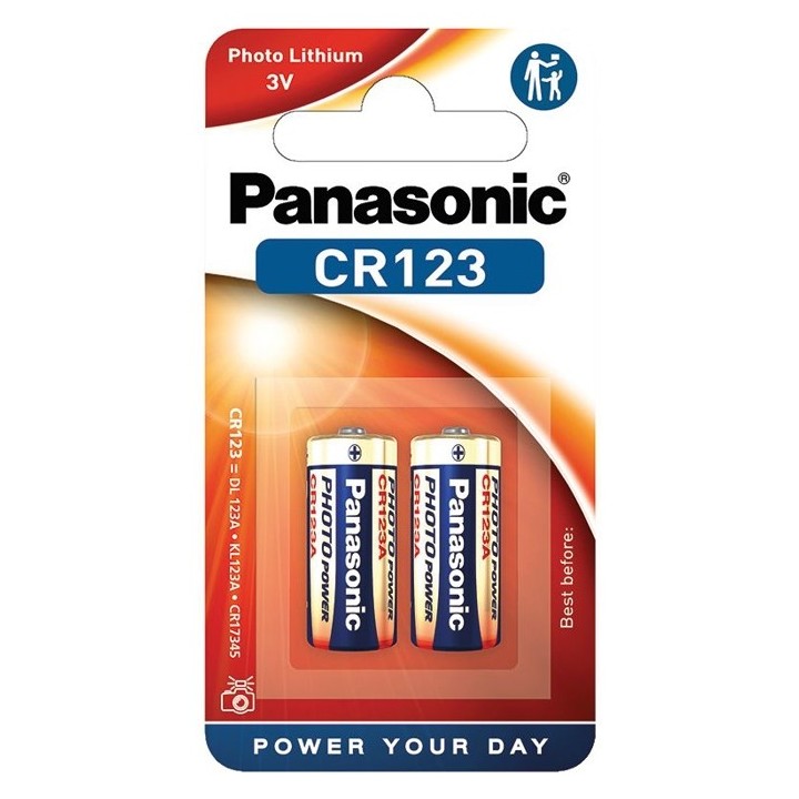 2 STUKS PANASONIC CR123A LITHIUM POWER BATTERIJ