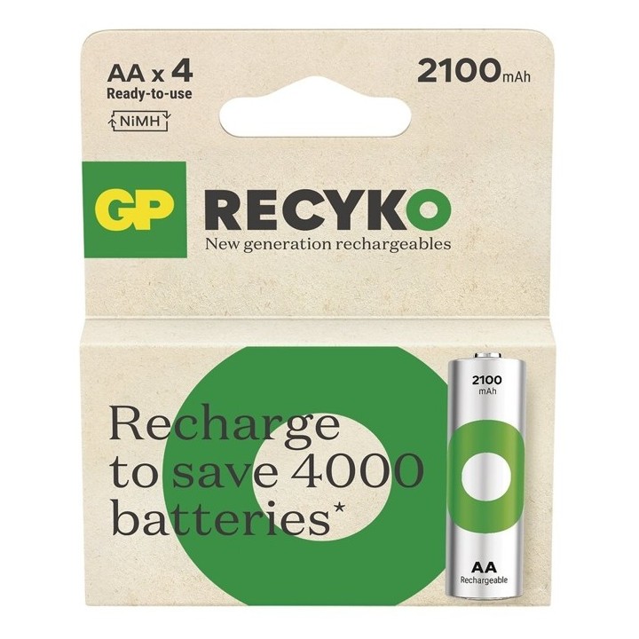 4 PCS GP RECYKO RECHARGEABLE AA 2100