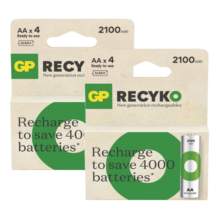 8 STUKS RECHARGEABLE GP RECYKO AA 2100