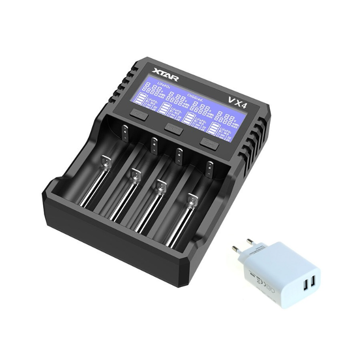 XTAR VX4 LADER 1.5-3.7 VOLT Li-Ion, Li-FePo, NiMH