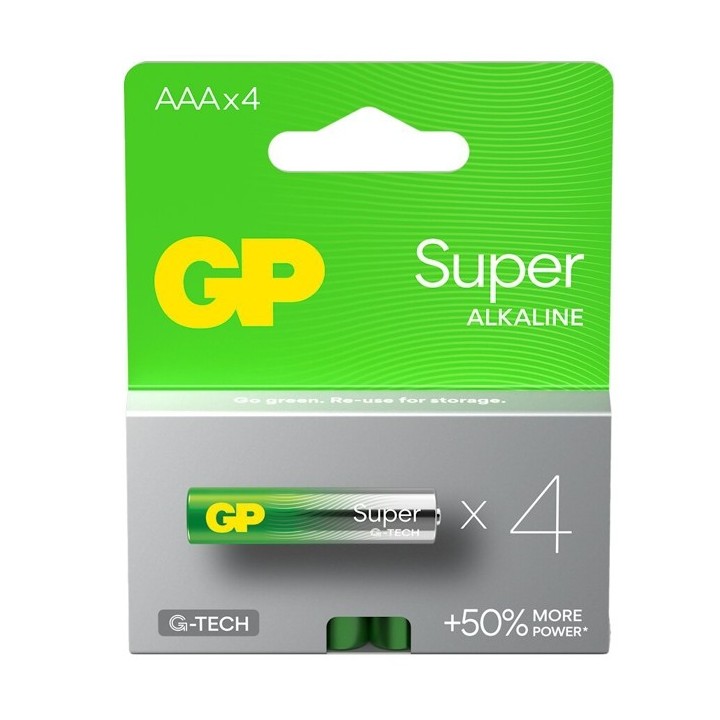 4 STUKS GP 24AS, LR03, AAA SUPER G-TECH