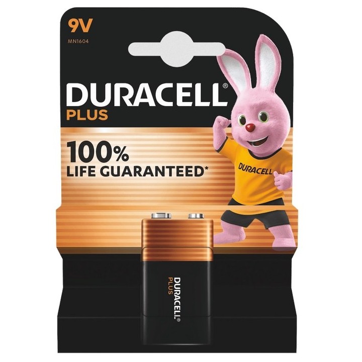 DURACEL PLUS 100% LIFE MN1604, 6LR61, 9VOLT