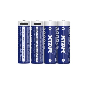 4 STUKS XTAR 14500 AA 1,5V. 3000mAh protected USB-C