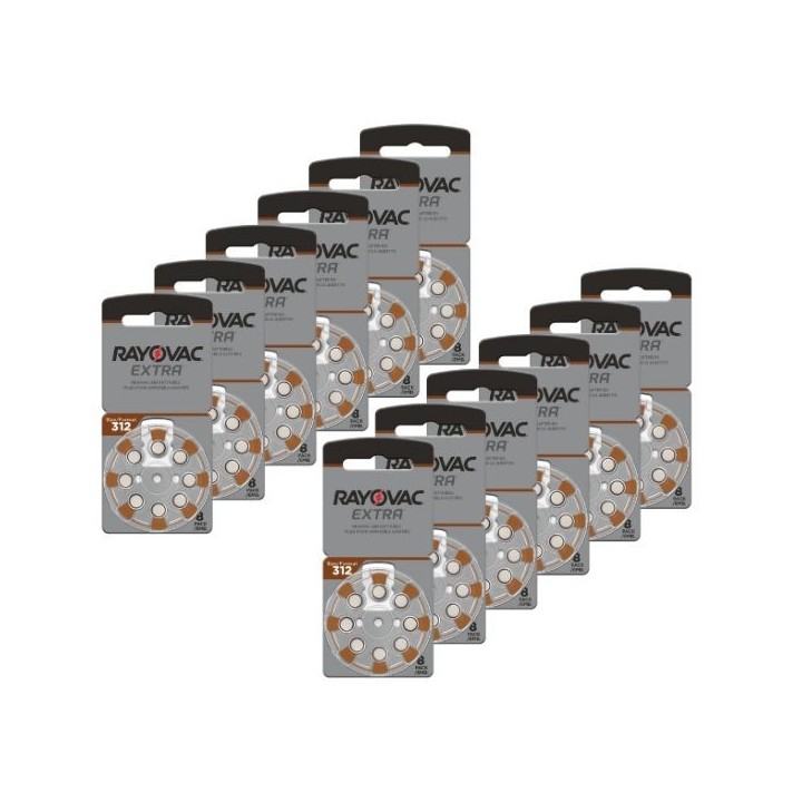 POWERDEAL 72 PCS RAYOVAC EXTRA 312, PR41 HEARINGAID BATTERIES