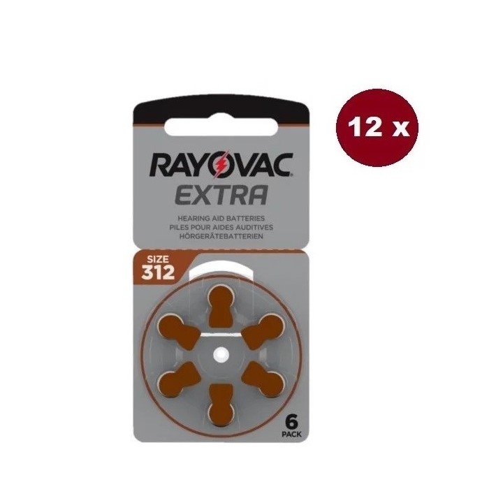 POWERDEAL 72 PCS RAYOVAC EXTRA 312, PR41 HEARINGAID BATTERIES