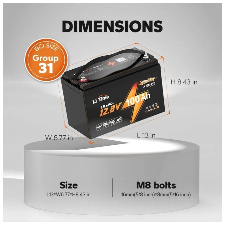 LiTime 12VOLT 100AH TROLLING ACCU