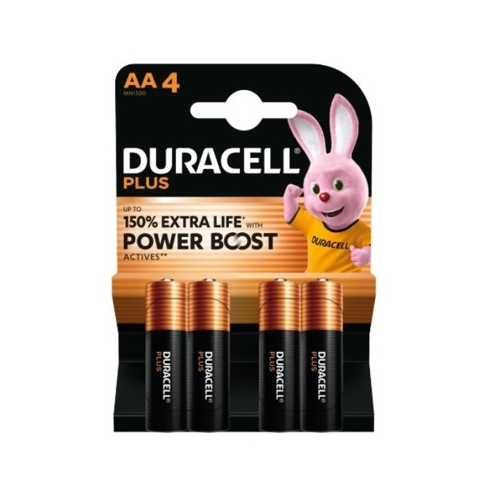 4 STUKS DURACELL PLUS POWERBOOST 150% EXTRA LIFE MN1500, LR06, AA