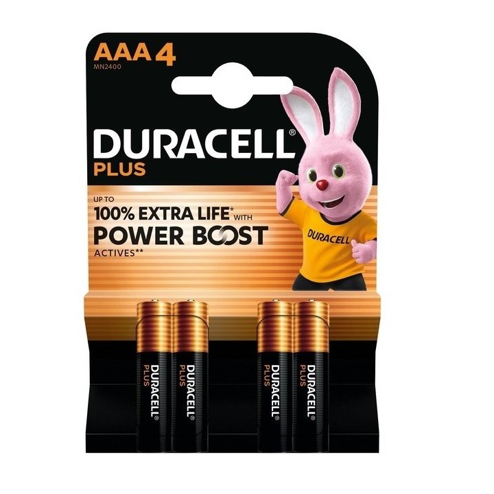 4 PCS DURACELL PLUS POWERBOOST MN2400, LR03, AAA
